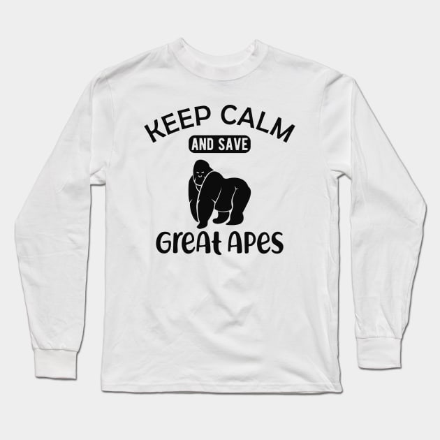 Great Ape - Keep calm and save great apes Long Sleeve T-Shirt by KC Happy Shop